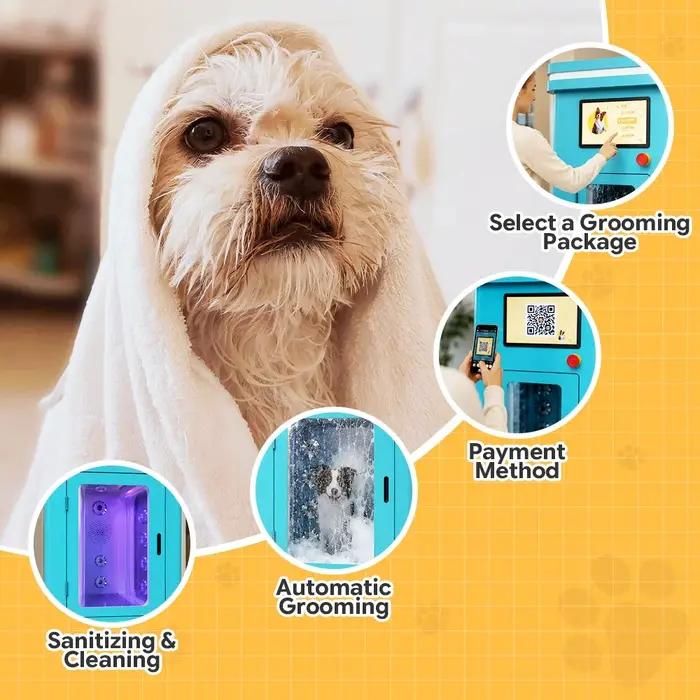 Machine de toilettage intelligente pour chiens, équipement de toilettage pour animaux de compagnie d'intérieur, gain de place, antidérapant