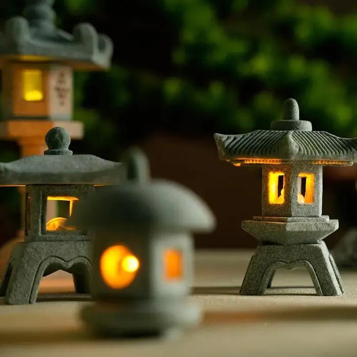 Mini pagode lanterne lumière jardin Statue Micro paysage Aquarium Zen cour Aquarium bonsaï Zen jardi
