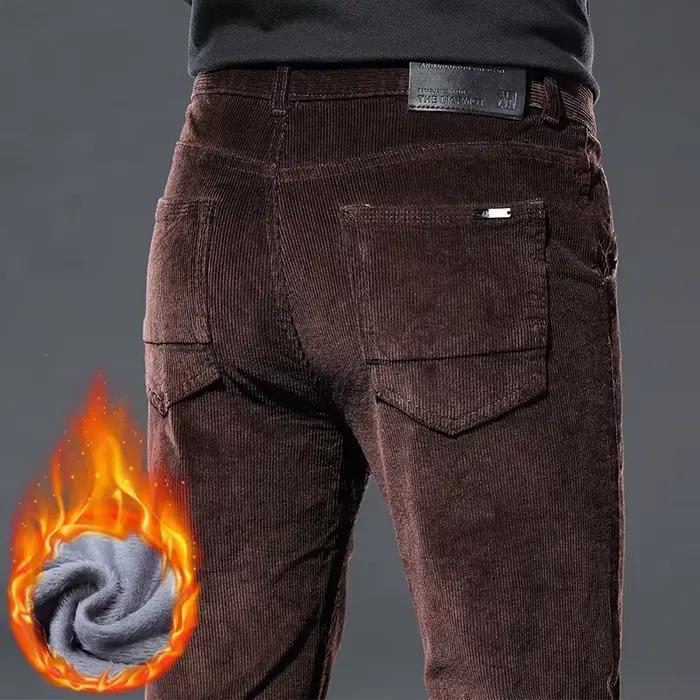 Pantalon velours polaire hiver homme nouveau chaud épais classique droit pour chasse confort