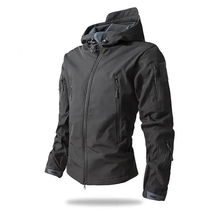 Veste de chasse camouflage pour homme, imperméable, coupe-vent, softshell, tactique, avec capuche en polaire, vêtements de pêche et de randonnée en plein air