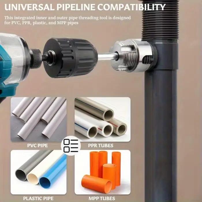 Kit d'outils de filetage de tuyaux robustes en PVC pour tuyaux PPR et MPP trois pièces mâle femelle polyvalents pour bricolage et rénovation
