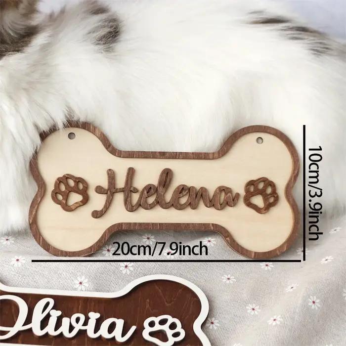 Panneau en bois personnalisé en forme d'os avec nom de chien, plaque nominative personnalisée pour animal de compagnie, décoration murale personnalisée avec nom de chien pour les amoureux des animaux,