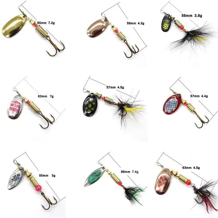 10 pièces en boîte cuillère rotative Kit leurre leurres de pêche appâts artificiels hameçons en méta