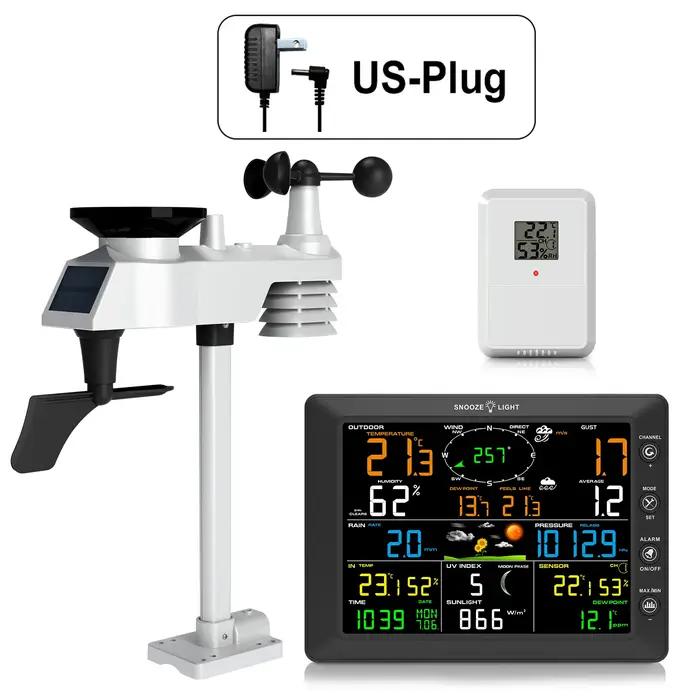 Urageuxy WiFi Station météo intérieure extérieure sans fil maison avec pluviomètre et vitesse du ven