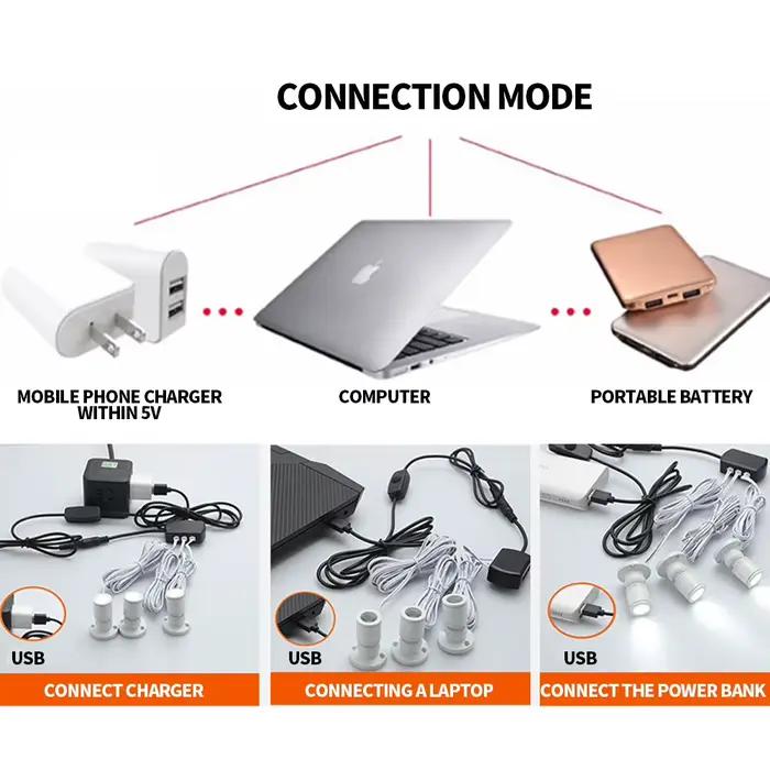 Lumières d'armoire LED à intensité variable, USB 5V, Downlight pour modèle d'affichage, comptoir de