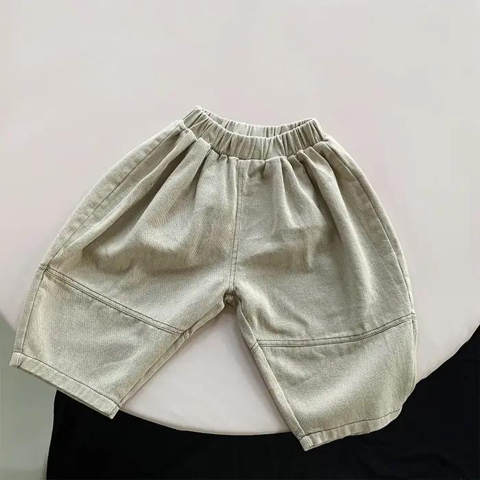 Pantalon sarouel en coton pour enfants, tricoté, ajustement lâche, couleurs solides, pour les garçons et filles, occasions quotidiennes et spéciales