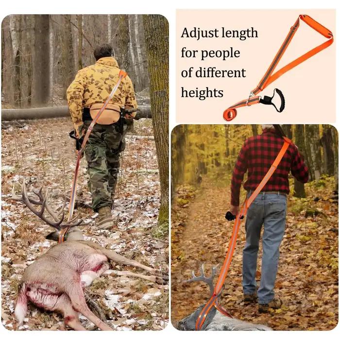 Sangle de traction lourd devoir pour cerf avec poignée antidérapante - corde réfléchissante orange durable