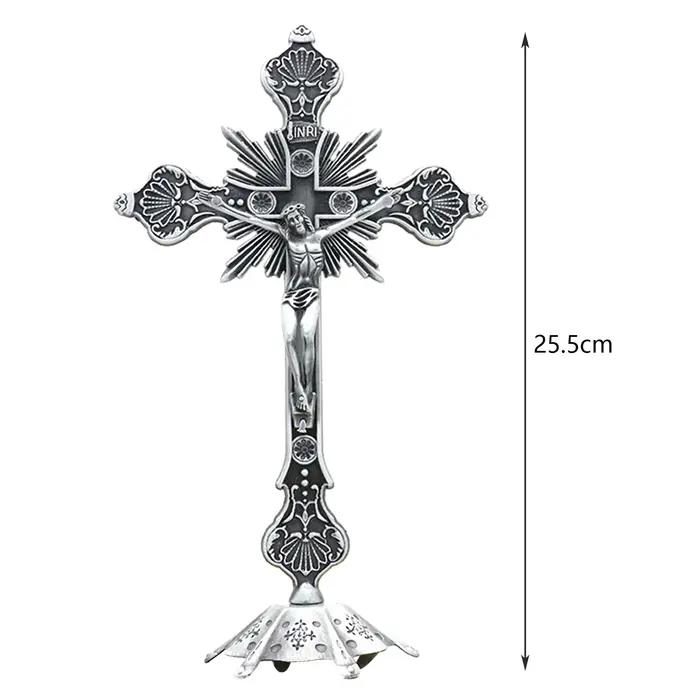 Sculpture de Crucifix de jésus, Statue de croix de jésus, Figurine catholique, Crucifix debout pour