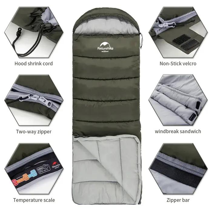 Natureifa-Sac de couchage ultraléger, enveloppe portable compacte, couette en coton, voyage en plein