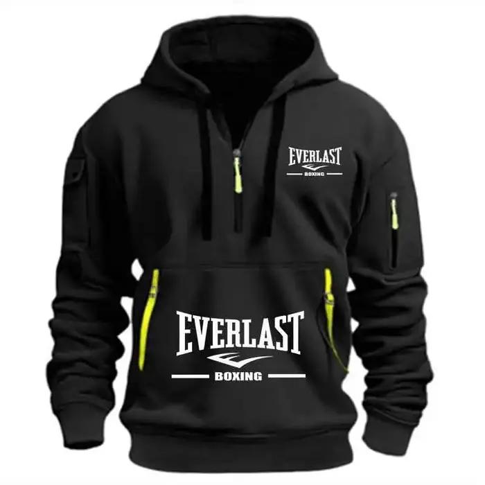 Sweat à capuche décontracté pour hommes multi-poches sport imprimé chaud pull de fitness quotidien automne printemps