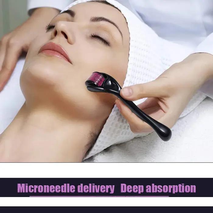 Rouleau de micro-aiguilles en plastique violet ou noir pour le visage amélioration de la peau soin visage régénération cutanée usage domestique et professionnel