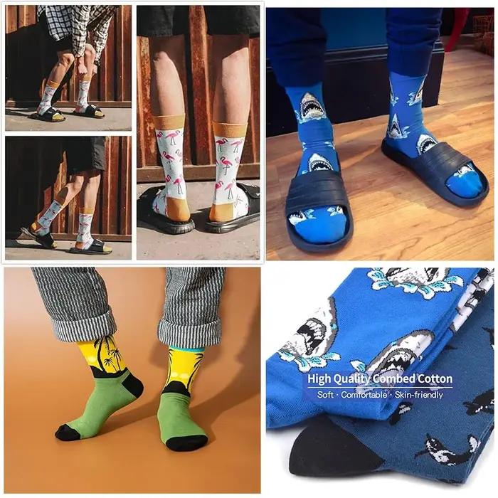 Lot 10 paires chaussettes motifs nourriture coloris irréguliers street skate tendance homme femme