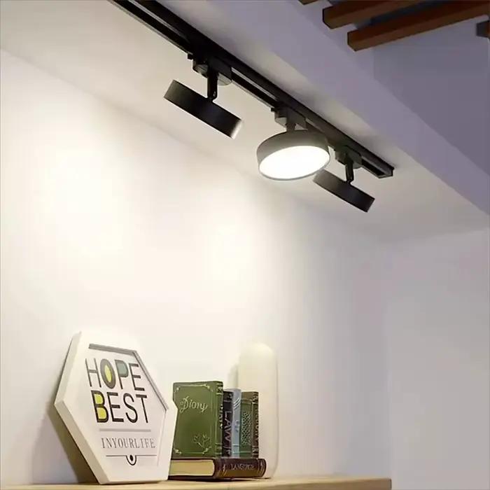 Éclairage sur Rail LED Rond Réglable à 360 °, Système d'Éclairage Domestique à Intensité Réglable, 1