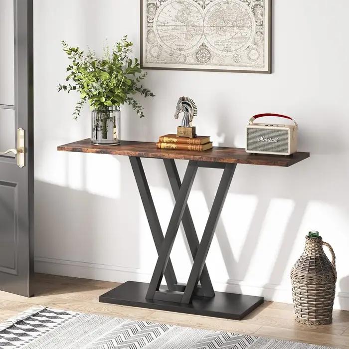 Table console, table de couloir industrielle pour entrée, tables d'entrée de 43 pouces, table de can