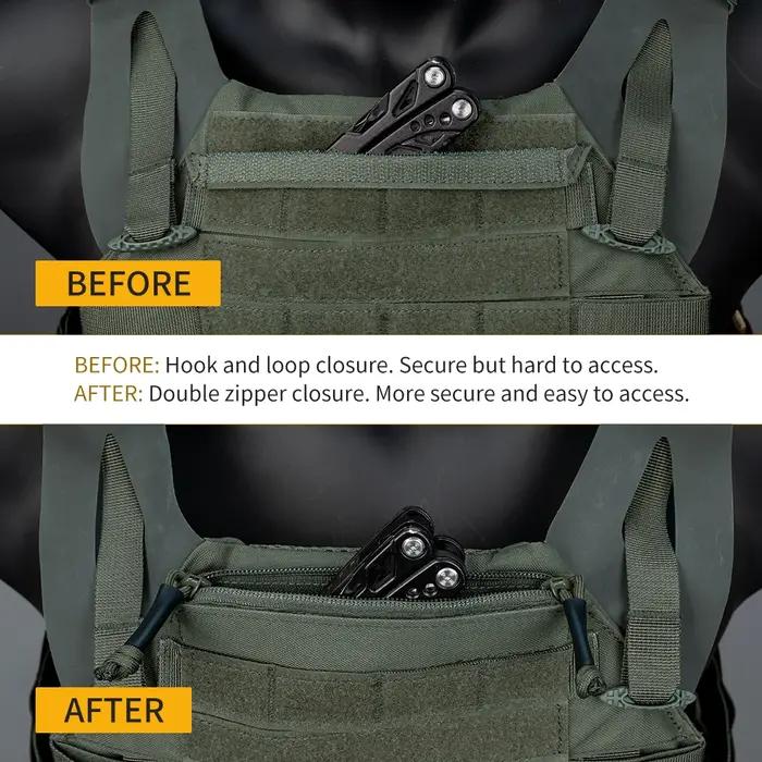 Poche de rangement à double fermeture éclair IDOGEAR pour gilet tactique JPC2.0 CPC AVS, modèle 3943