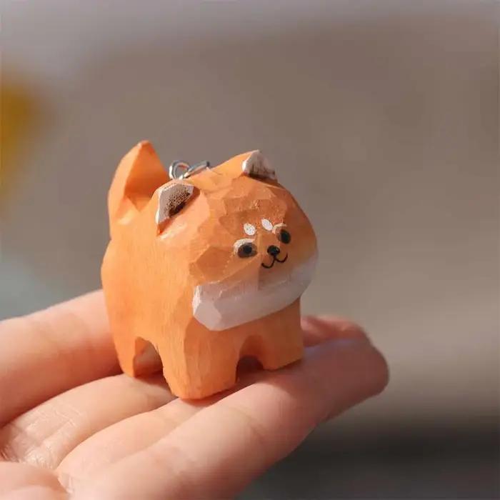 Porte-clés en bois sculpté Akita Husky chien kawaii élégant pour étudiant cadeau occasion spéciale