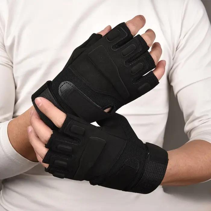 Gants tactiques demi-doigts microfibre pour combat défense et entraînement chasse outdoor