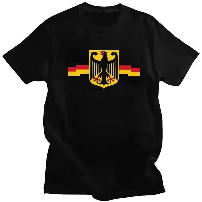 Personnalisé allemand aigle sur bouclier t-shirts pour hommes pur coton t-shirt hauts allemagne drap
