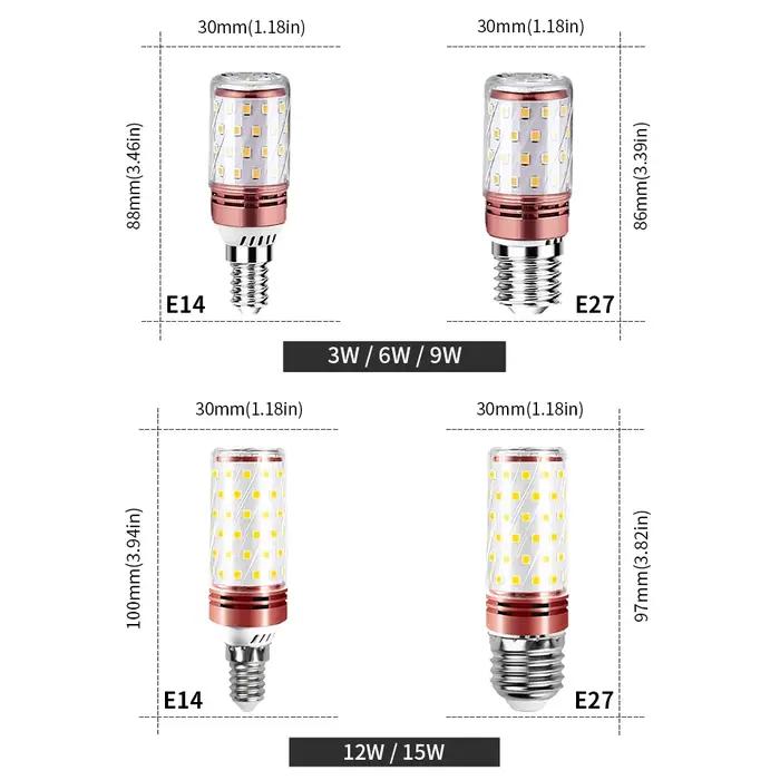 6 pièces LED ampoule de maïs 3W 6W 9W 12W 15W E27 E14 ampoule SMD2835 AC85-265V lampe à LED décorati