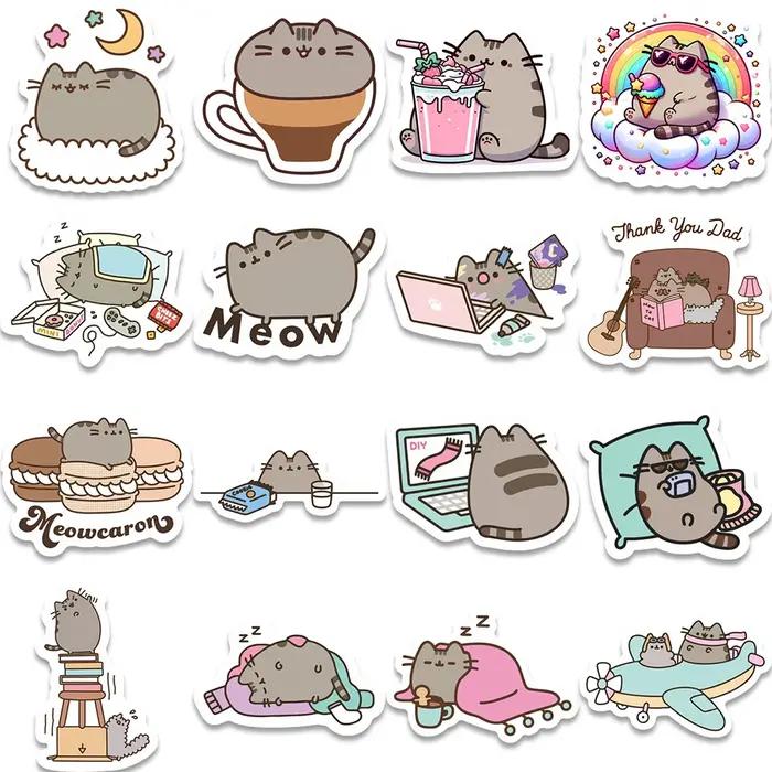 10/30/60 pièces mignon gros chat animaux autocollants pour enfants Graffiti papeterie ordinateur por