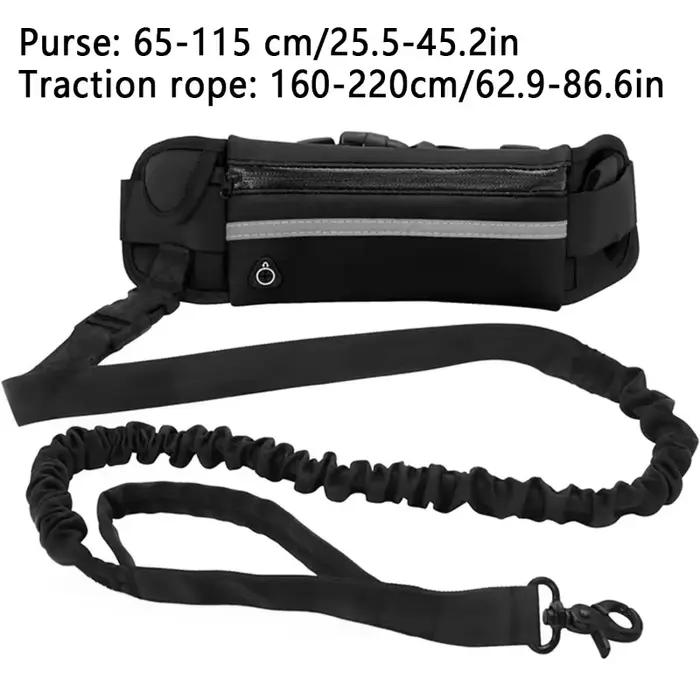 Laisse pour chien mains libres haute visibilité réfléchissante avec sac banane rétractable et élastique pour course et promenade occasionnelle et quotidienne