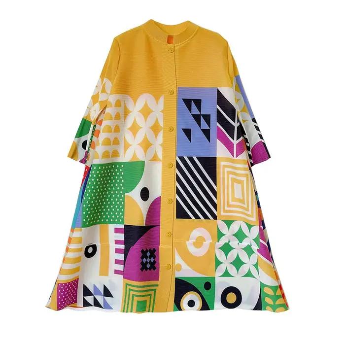 Robe Impact Factor élégante en polyester ample pour femmes, style bureau dame, mi-mollets, décolleté col rabattu, haute élasticité, tricotée, polyvalente pour toutes les saisons