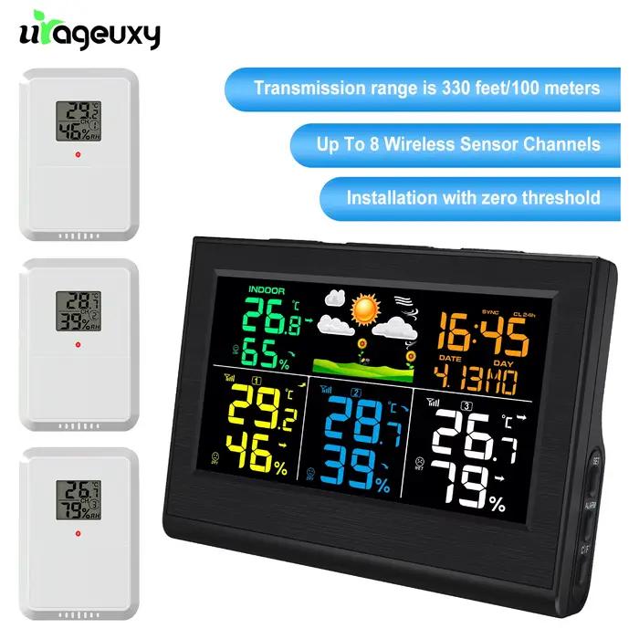 Station météo sans fil 2025, thermomètre numérique intérieur/extérieur, hygromètre avec 3 capteurs à distance, prévisions météo, heure pour la maison