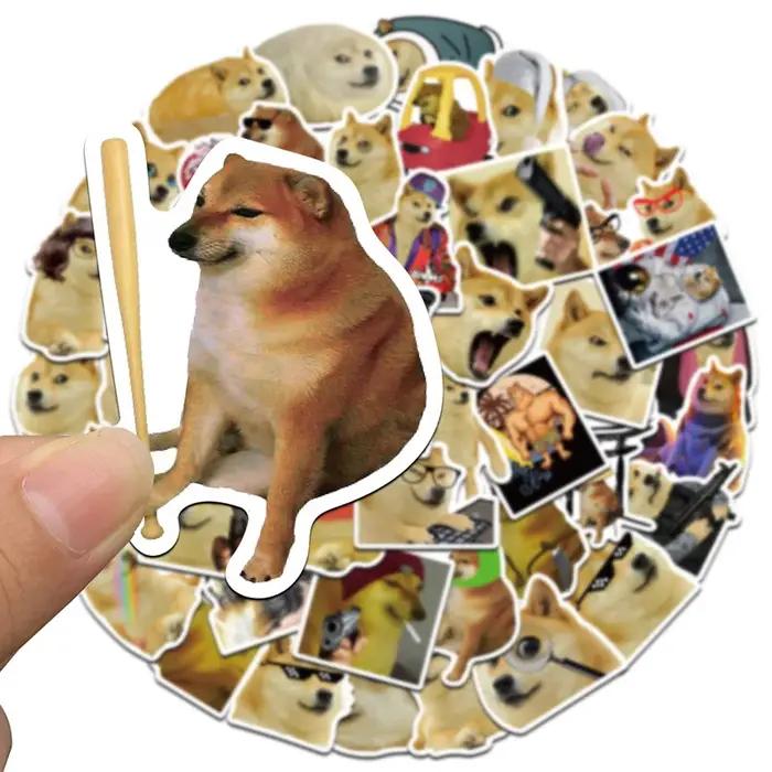 50 pièces Meme chien autocollant drôle