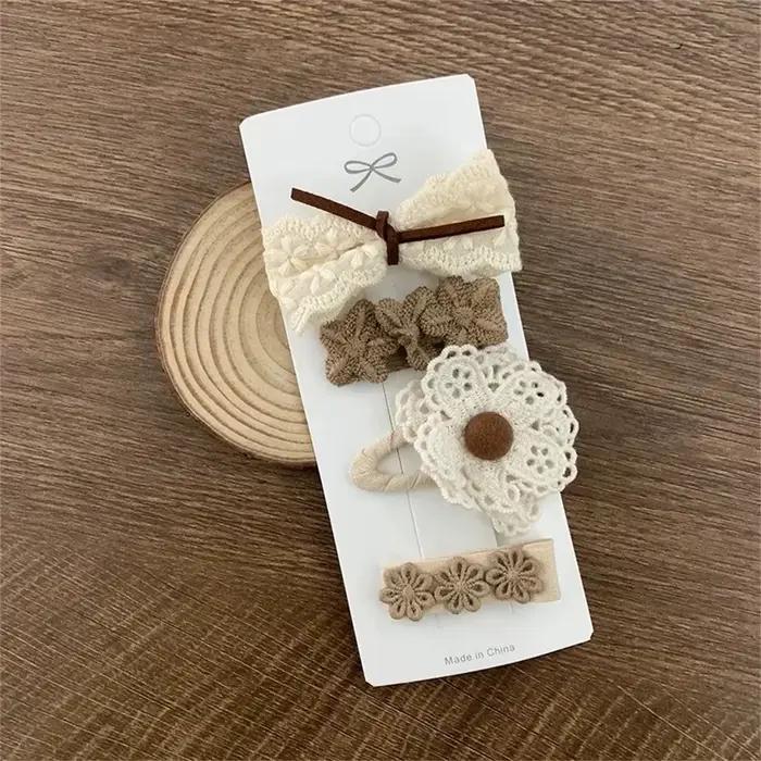 Épingle à cheveux brodée de fleurs pour bébé fille, 4 pièces/ensemble, pinces à cheveux BB douces, B