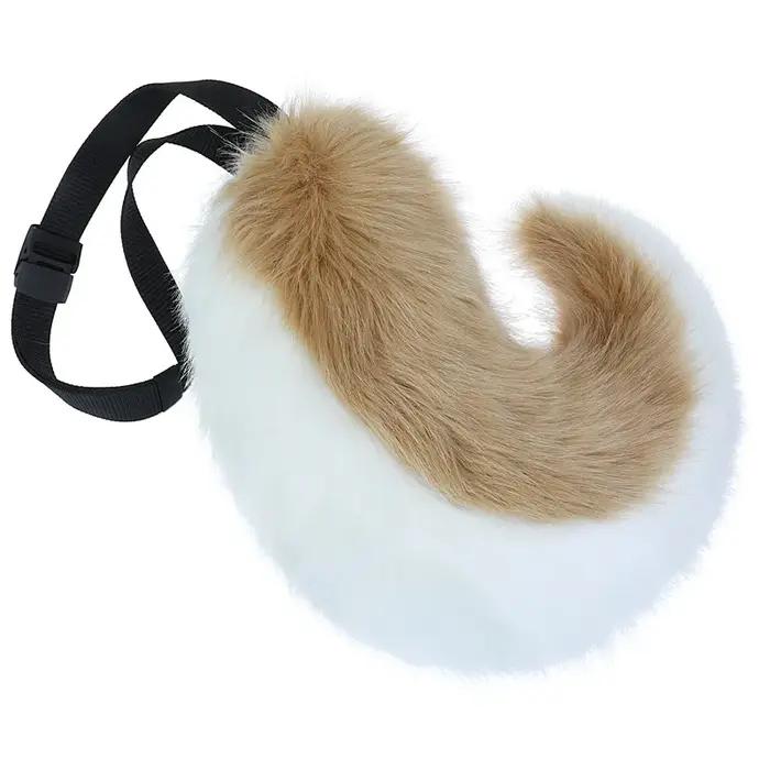 Queue d'animal en fourrure faite à la main, style bande dessinée, mignonne, pour Halloween, grande queue de renard, loup, shiba, accessoires de cosplay