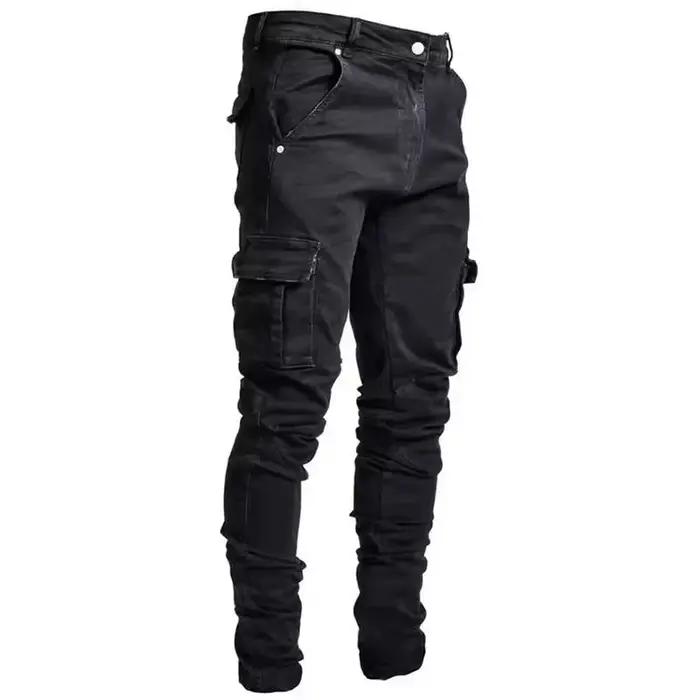 Jean Cargo Slim Fit pour Homme, Pantalon en Denim, Multi-poches, artificiel astique, Jogging, Hip Ho
