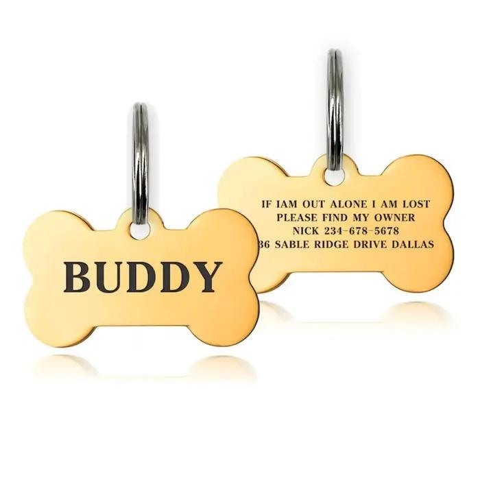 Plaque d'identification personnalisée haut de gamme pour chien