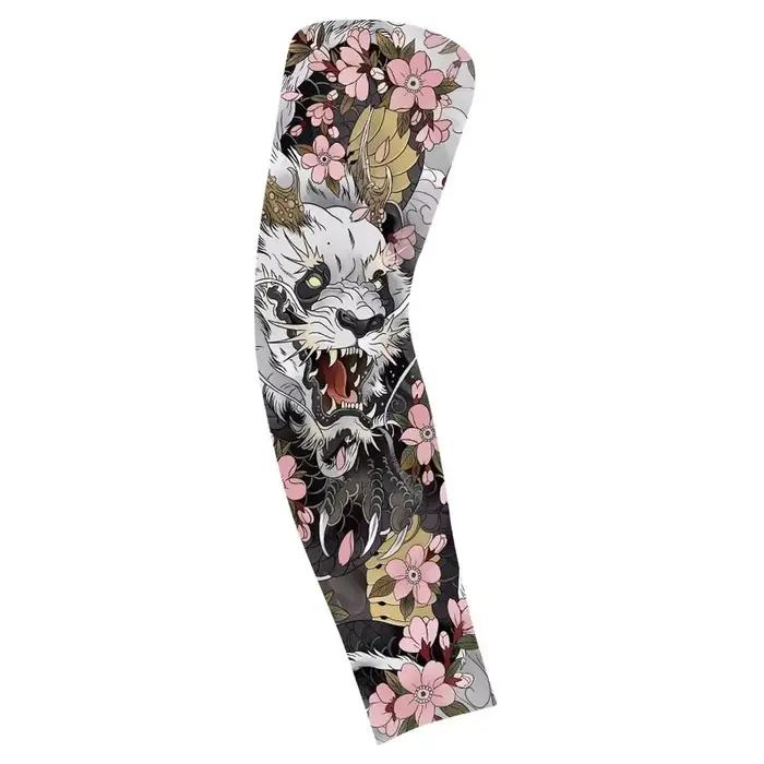 Manchon de tatouage à motif de bras de fleur, housse de Protection solaire élastique respirante, Protection solaire fine pour hommes