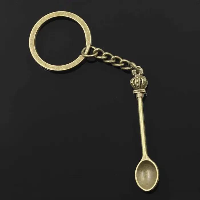 Mini Cuillère avec Porte-Clés pour Dessert, Petite Cuillère de Cuisine Vintage, Cadeau Pendentif DIY