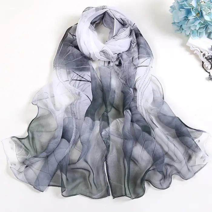 Echarpe en soie et acrylique avec motif floral pour femmes printemps etete occassions speciales plage chic