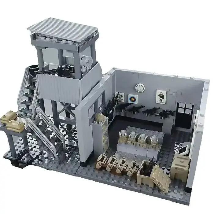 Moc WW2 – tour de garde militaire, armée de armes, modèle de scène de guerre, blocs de construction, Kit de briques, jouets pour enfants