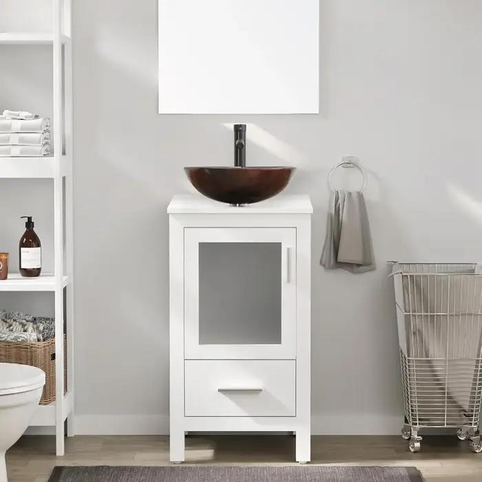 eclife 18 "petit meuble de salle de bain combiné meuble autoportant moderne avec porte et tiroir en