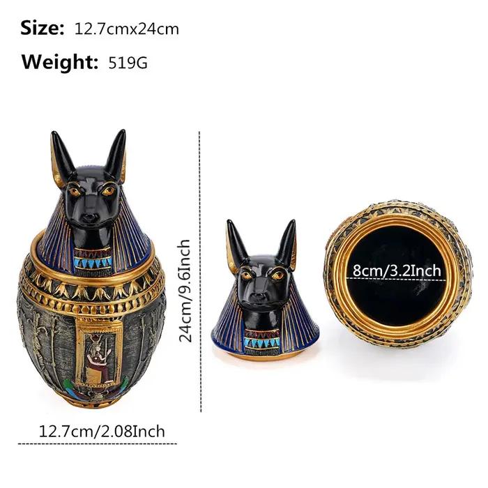 Ancienne egypte Anubis Bastet pot divin animal de compagnie chien chat urne résine ornement cadeau v