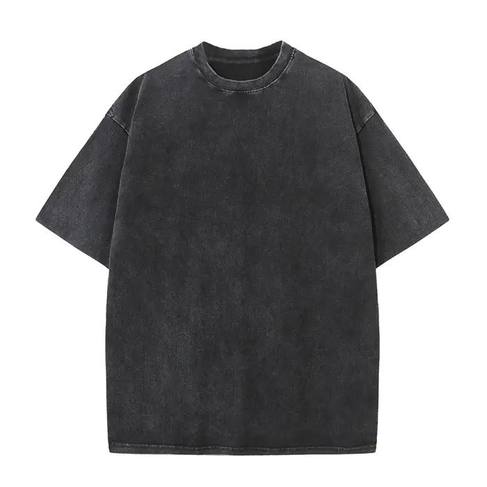 T-shirt d'été pour hommes 230G coton lourd Vintage lavé T-Shirts surdimensionné à manches courtes en