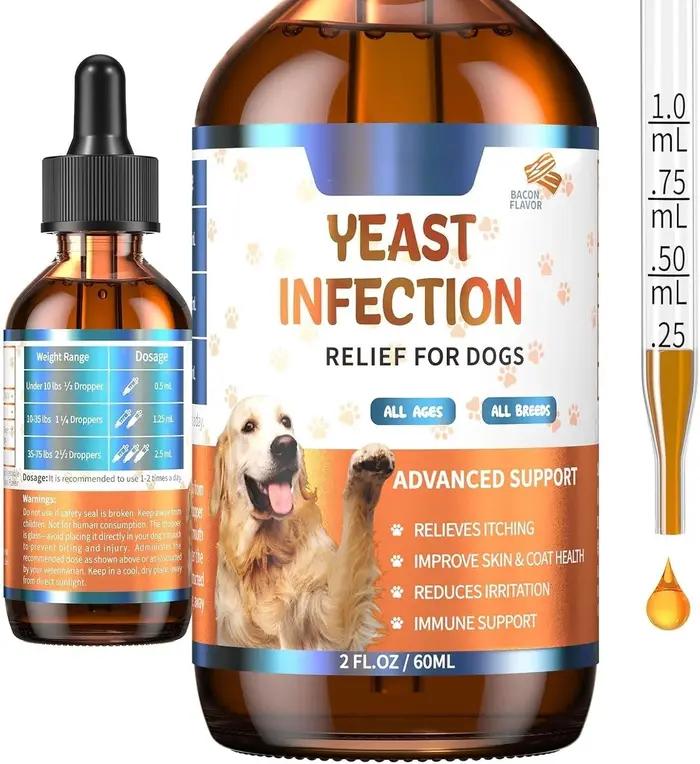 Compléments naturels de levure 60 ml pour chiens : Soulagement des démangeaisons, soin des inconfort