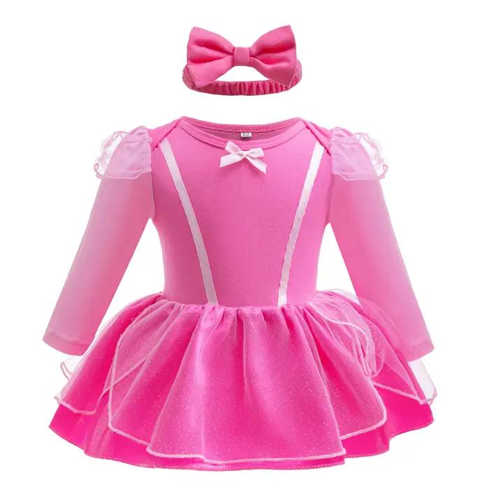 Robe pour petites filles de 3 à 18 mois, avec bandeau, barboteuse, bébé Elsa Mickey, combinaison mig