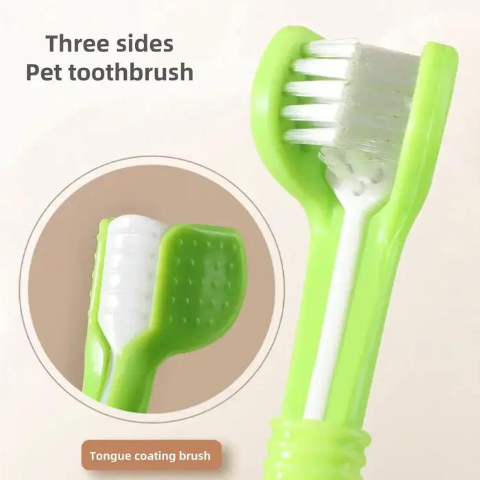 Brosse à dents 3 faces pour animaux de compagnie