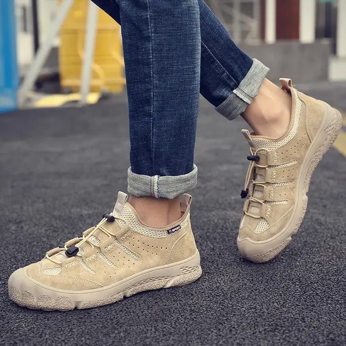 Chaussures de sécurité pour homme TEXIWAS en daim de vache bout rond avec embout métallique pour sécurité et confort en été et pour diverses occasions de travail et de loisir