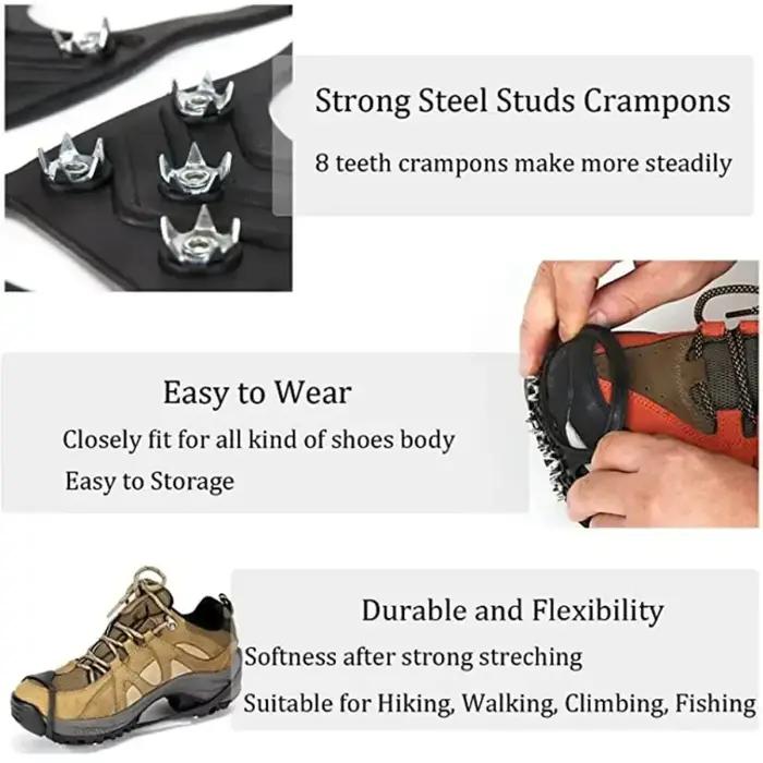 Pince à glace en caoutchouc résistante pour sécurité hivernale marche randonnée escalade neige glace bottes chaussures sécurité antipatinage occasionnels