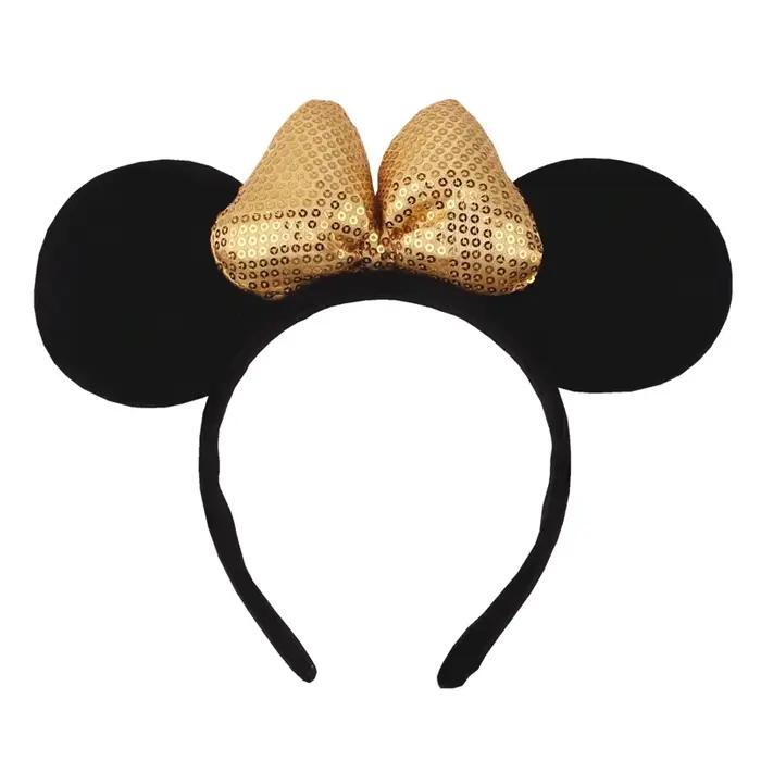Serre-tête grande taille classique à nœuds et pois oreilles de souris pour femme, accessoire de cheveux pour fête, voyage, performance et festival