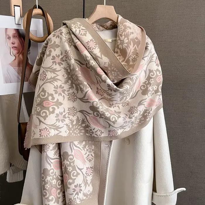 Écharpe chaude en cachemire pour femmes, couverture Pashmina de luxe, châle épais, foulard à la mode