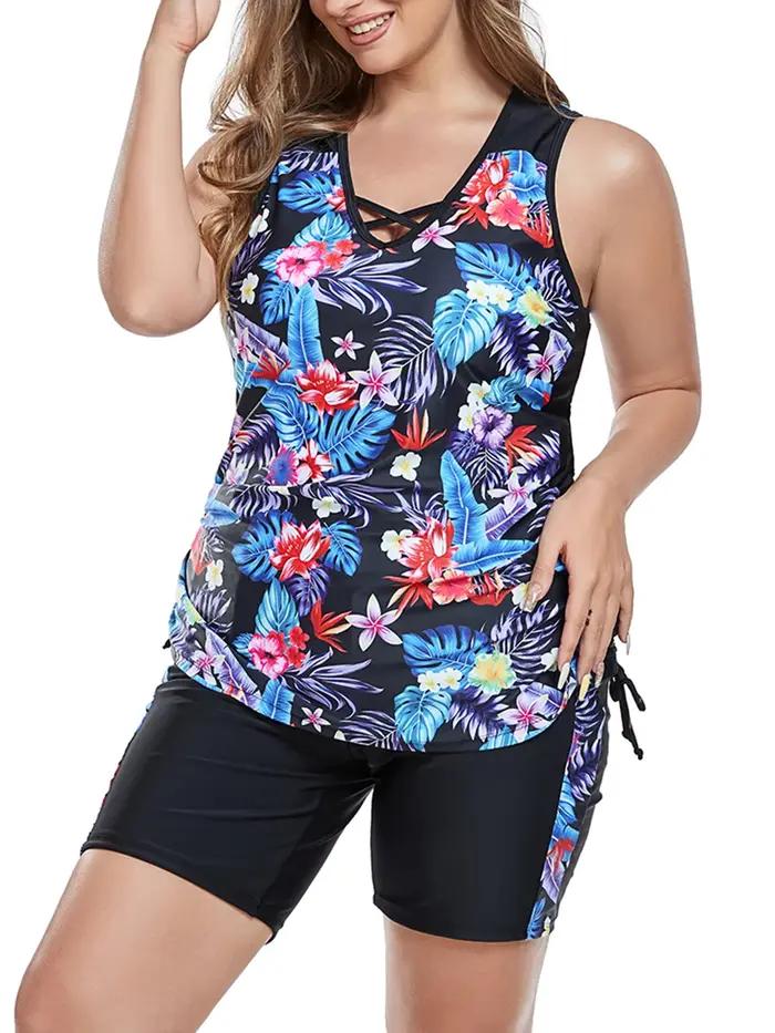 Maillot de bain deux pièces grande taille imprimé 2026 pour femme, taille haute, pour la natation