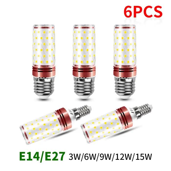 6 pièces LED ampoule de maïs 3W 6W 9W 12W 15W E27 E14 ampoule SMD2835 AC85-265V lampe à LED décorati