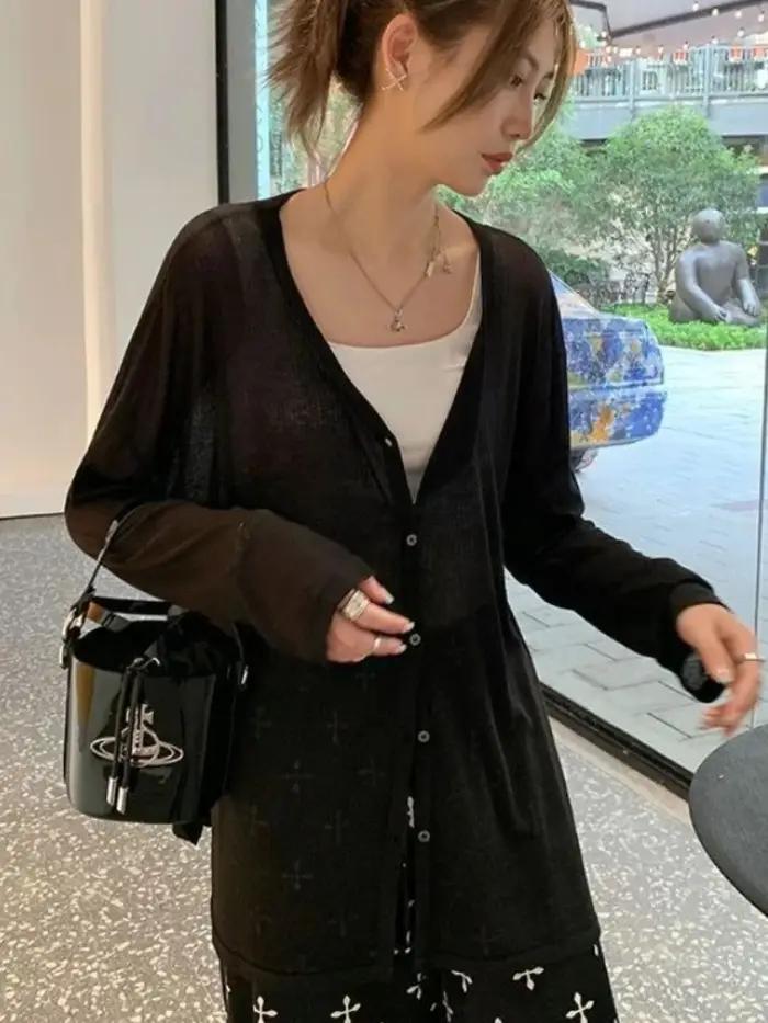 Cardigan femme nouveau col en v à manches longues