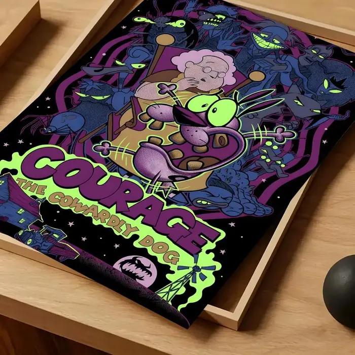 Affiche autocollante en papier imperméable, motif Anime C-Couragee the Cowardly Dog, décoration murale pour café, Bar, salle